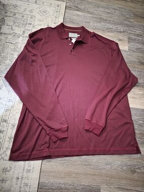 Men's Long-Sleeve Polo Shirt - Deep Burgundy